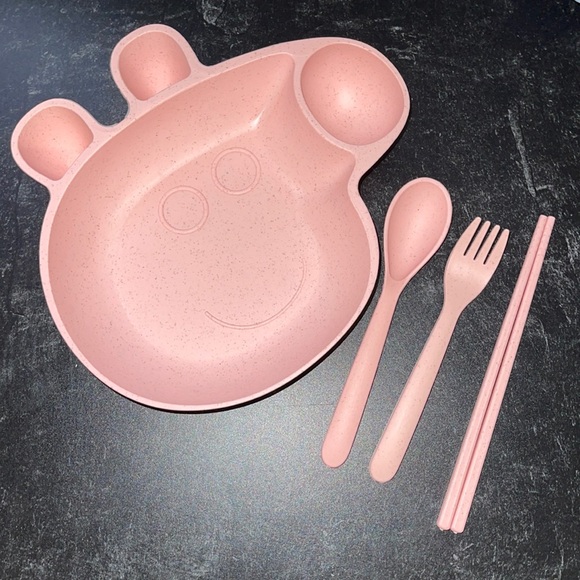 Peppa Pig Style Plate Set (pink) NIB - Picture 2 of 6